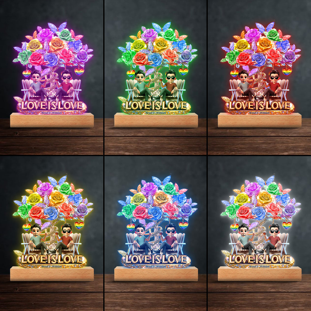 Love Is Love - Personalized LGBT Support Shaped Plaque Light Base