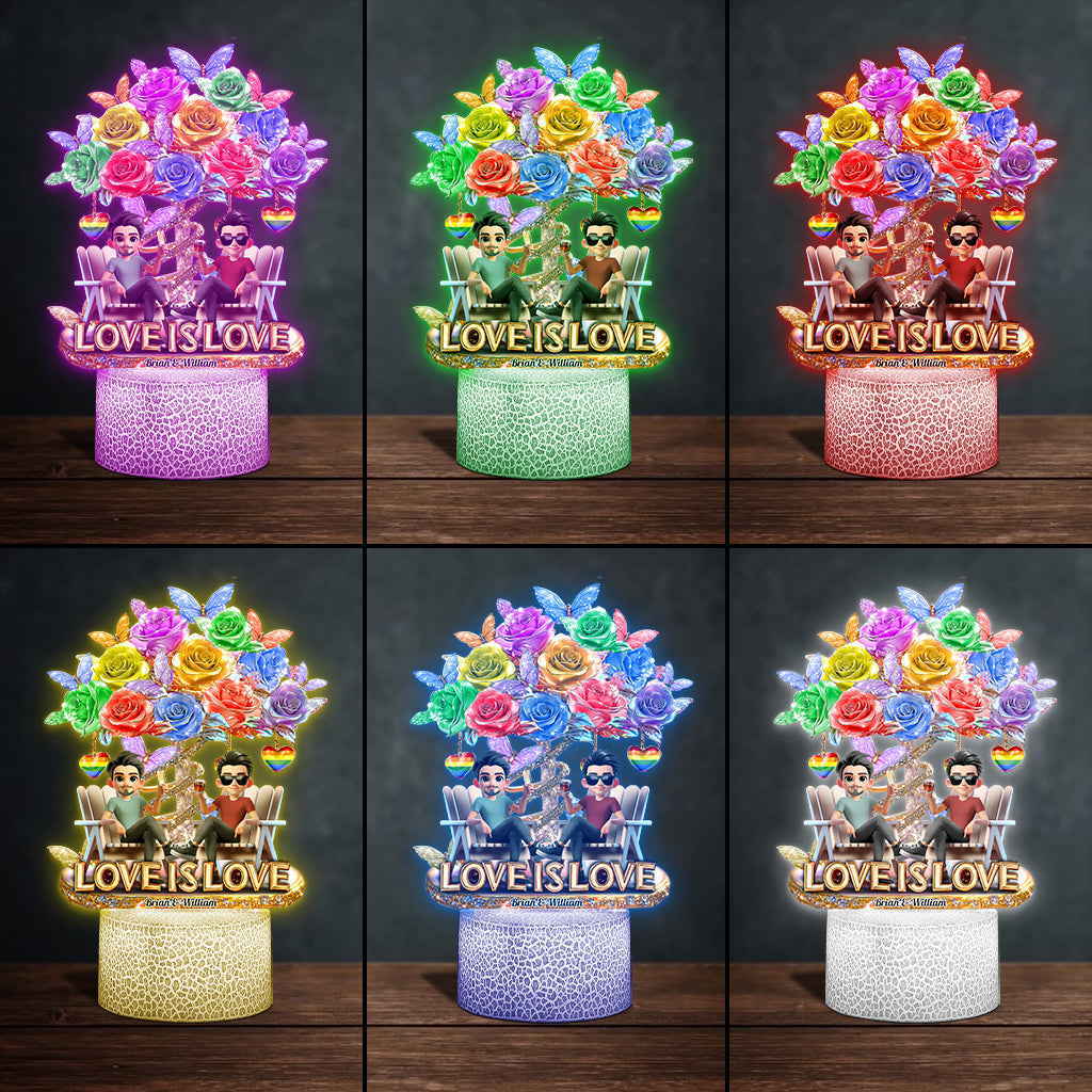 Love Is Love - Personalized LGBT Support Shaped Plaque Light Base