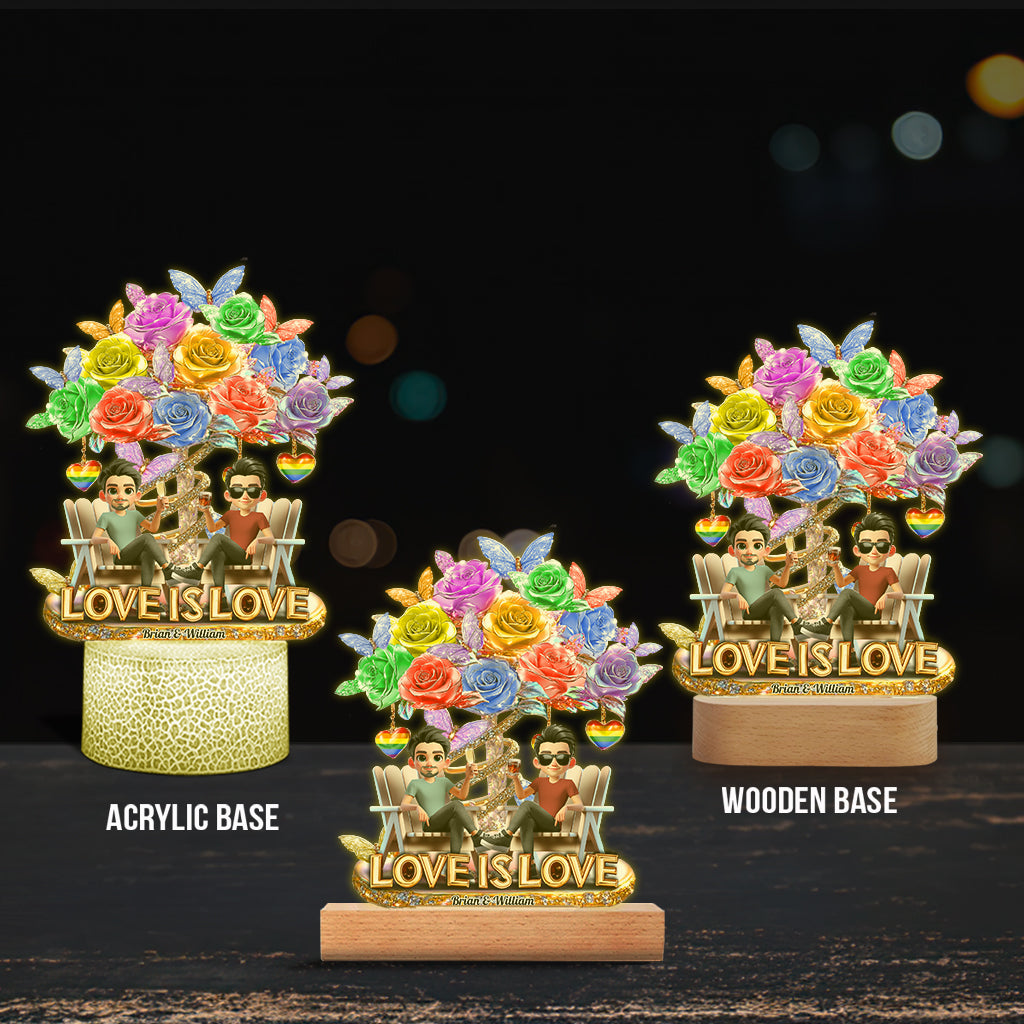 Love Is Love - Personalized LGBT Support Shaped Plaque Light Base