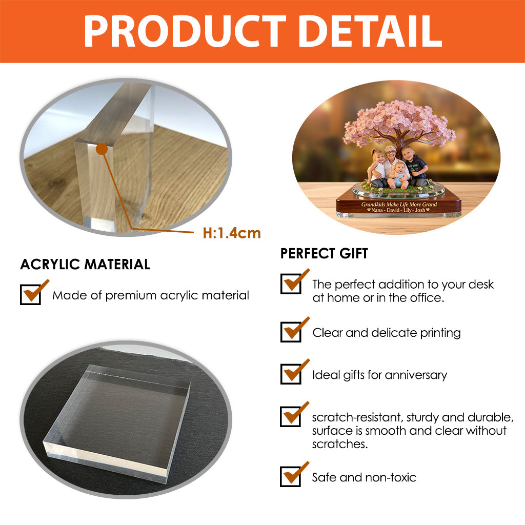 Grandkids Make Life More Grand - Personalized Grandma Custom Shaped Acrylic Plaque