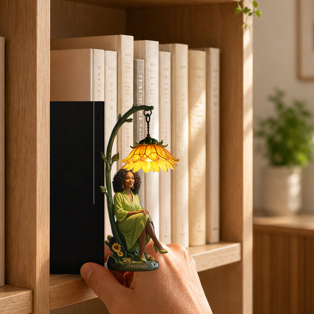 The Her Story Gift Set  - Personalized Bookshelf Lamp & Journal & Keychain With Charm