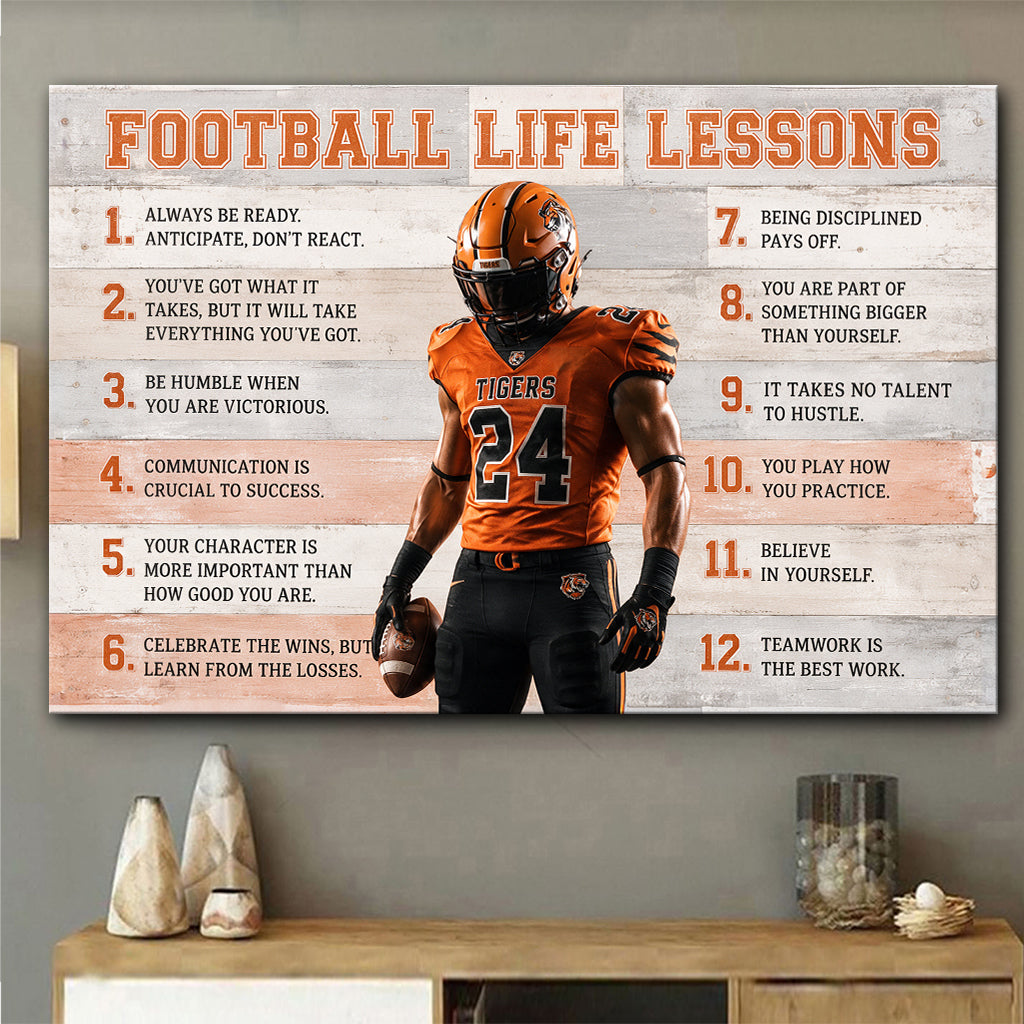 Gift For Sport Kid, Custom Any Sport & Any Photo - Personalized Football Canvas And Poster