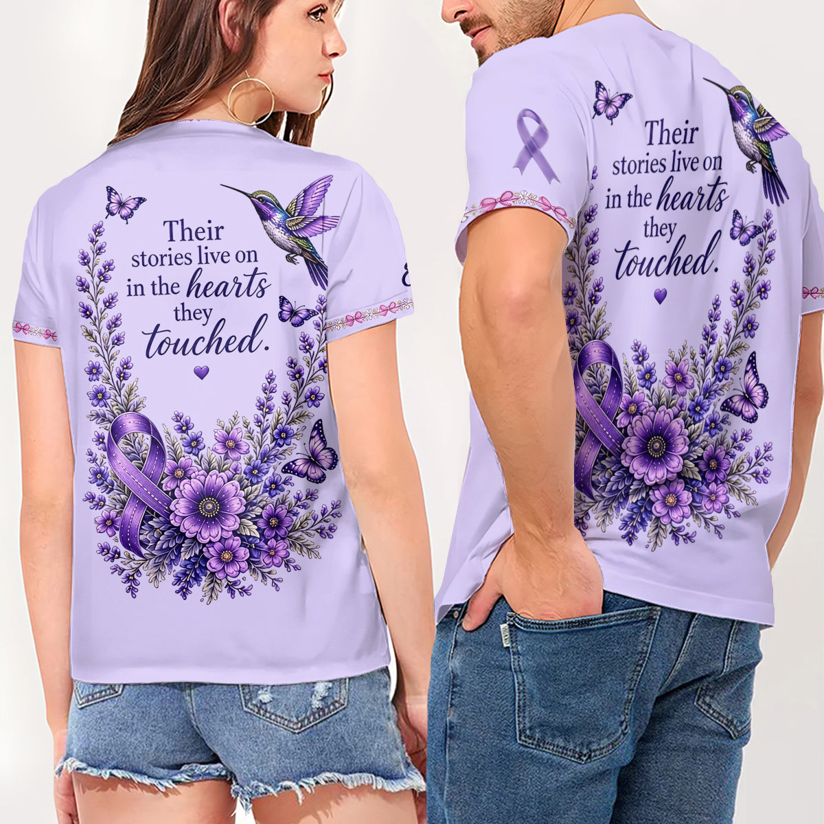 Fight Against Alzheimer, Alzheimer Awareness Gift - Personalized Alzheimer Awareness Fully Printed V-Neck T-Shirt