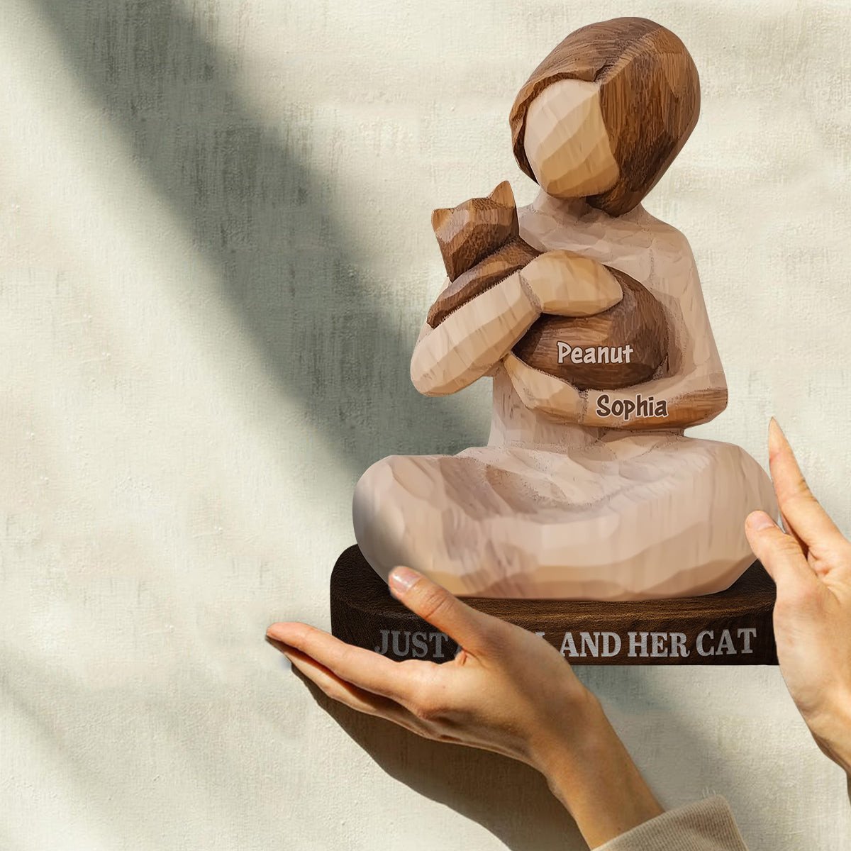 Just A Girl And Her Cat - Personalized Cat Custom Shaped Wood Plaque