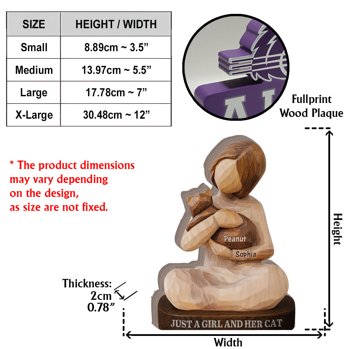 Just A Girl And Her Cat - Personalized Cat Custom Shaped Wood Plaque