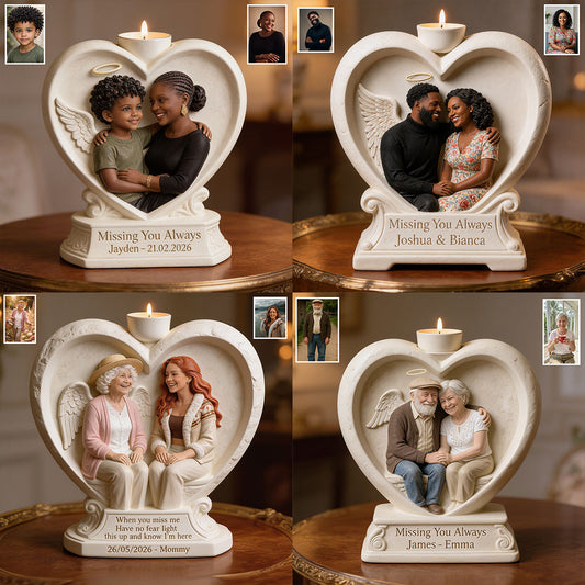 In Loving Memory - Personalized Memorial Custom Shape Wooden Candle Holder