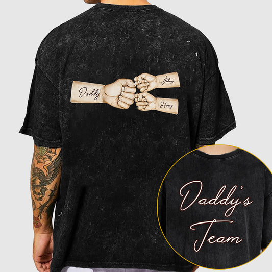 Daddy's Team Fist Bump - Personalized Father Wash T-shirt