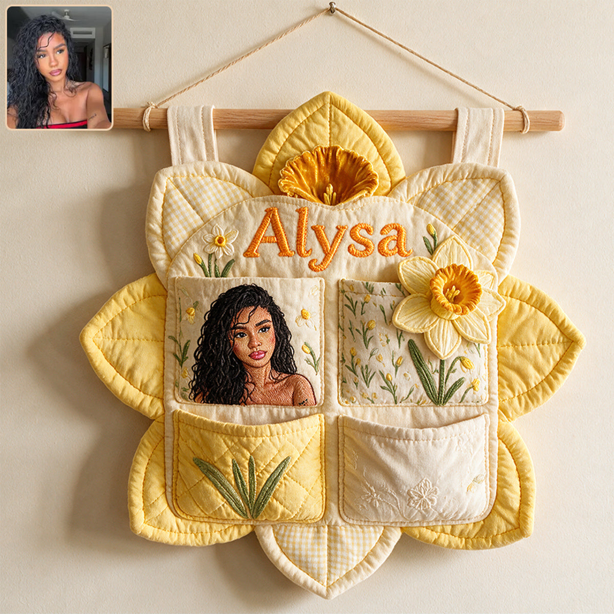 Custom Birth Flower Hanging Organizer - Personalized Self Love Hanging Organizer