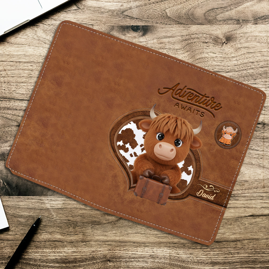 Adventure Awaits - Personalized Highland Cow Passport Holder
