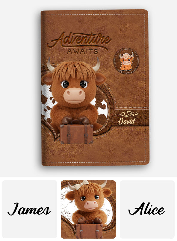 Adventure Awaits - Personalized Highland Cow Passport Holder