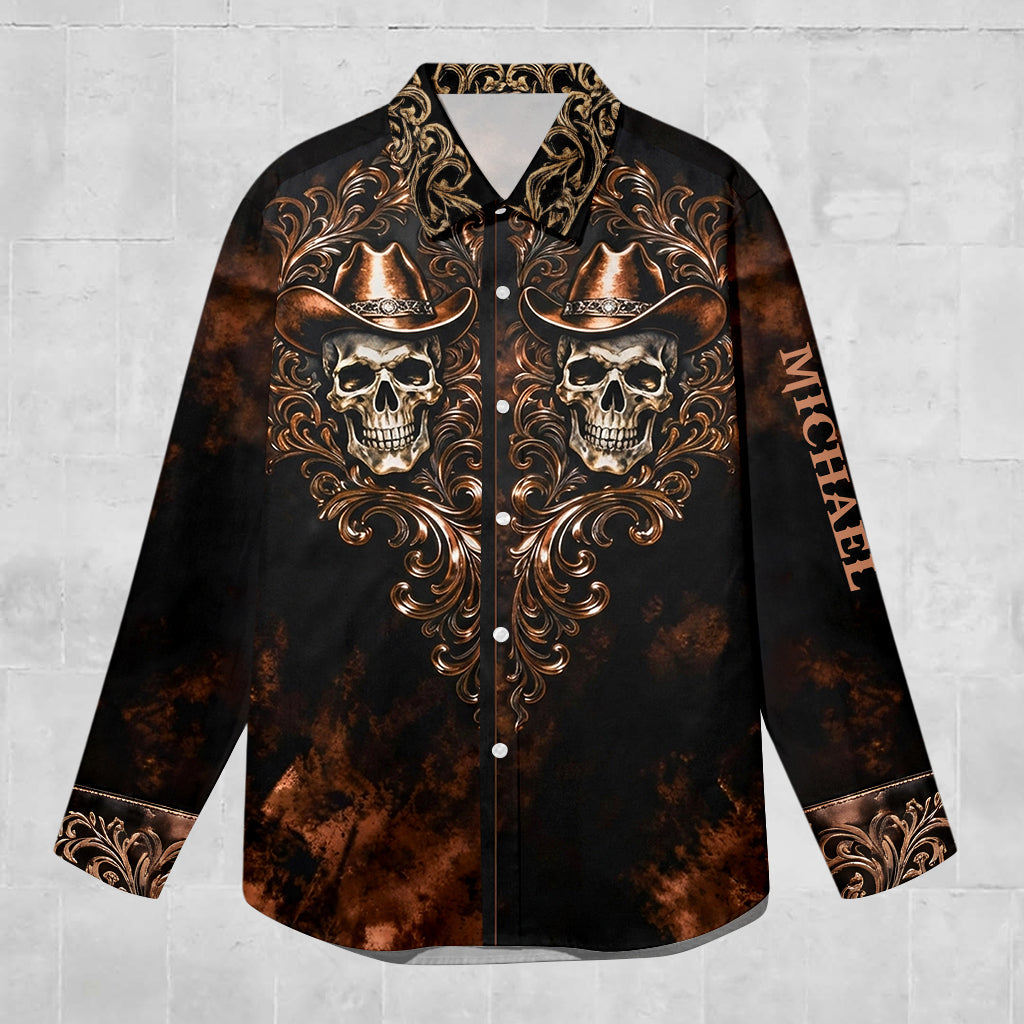 Skull Cowboy - Personalized Skull Button-Up Shirt