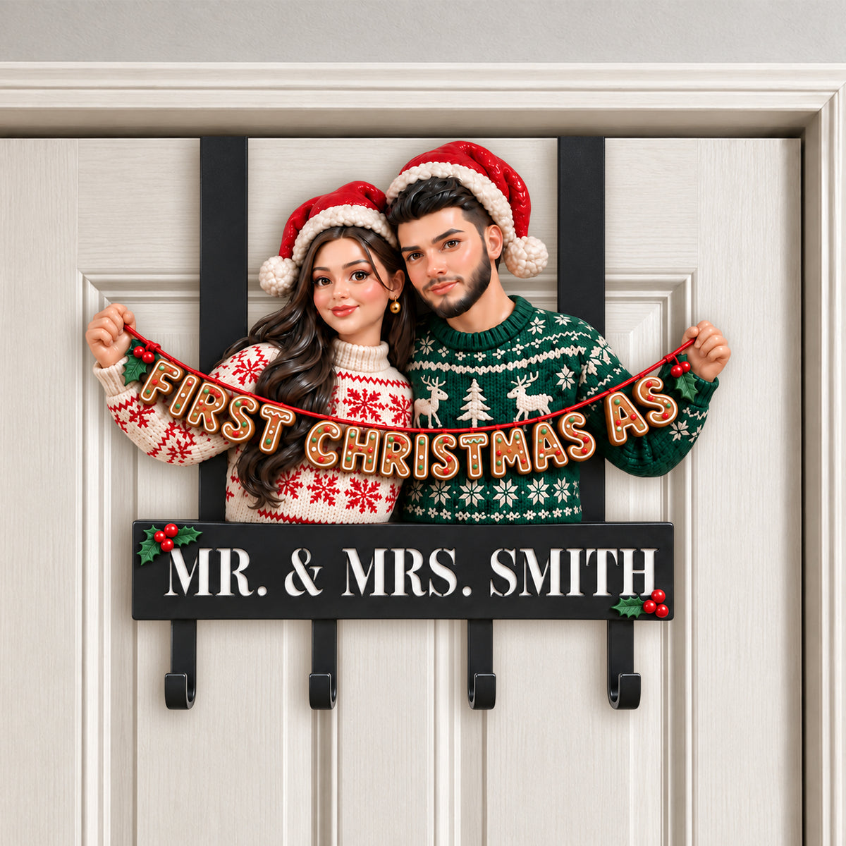 You & Me, Our Home - Personalized Couple Metal Door Hooks