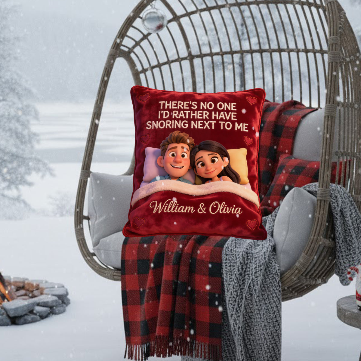 Snoring Couple - Personalized Couple Faux Fur Shaped Pillow