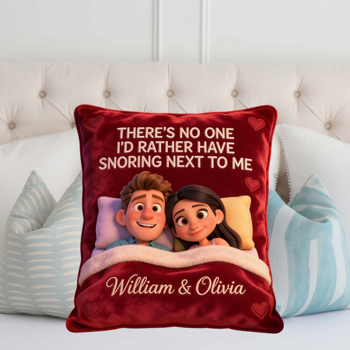 Snoring Couple - Personalized Couple Faux Fur Shaped Pillow