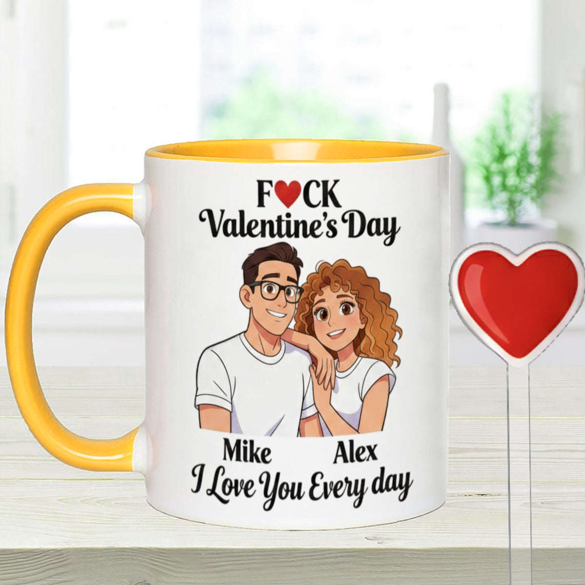Custom From Any Photo, Couple Gift - Personalized Couple Set Accent Mug with Acrylic Stirrers