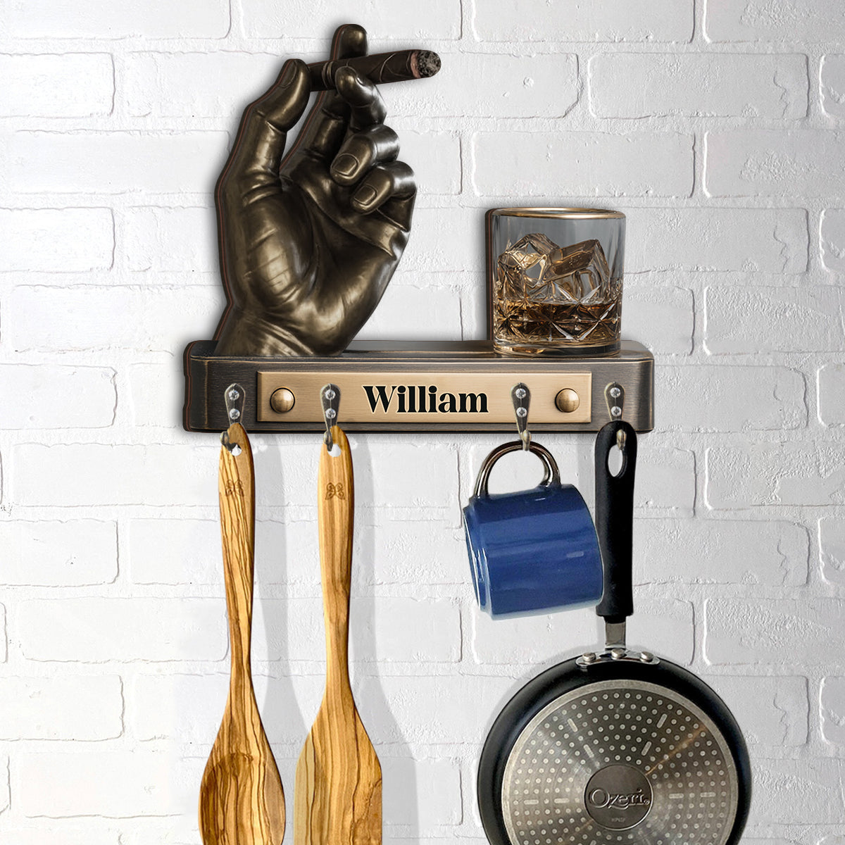 Whiskey And Cigar - Personalized Whisky Custom Shaped Hanging Rack