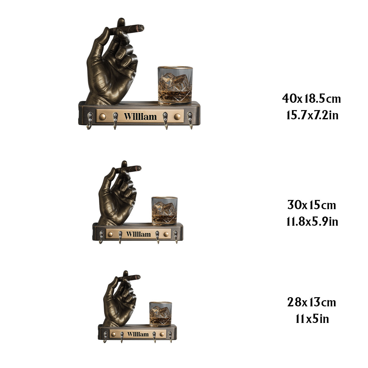 Whiskey And Cigar - Personalized Whisky Custom Shaped Hanging Rack