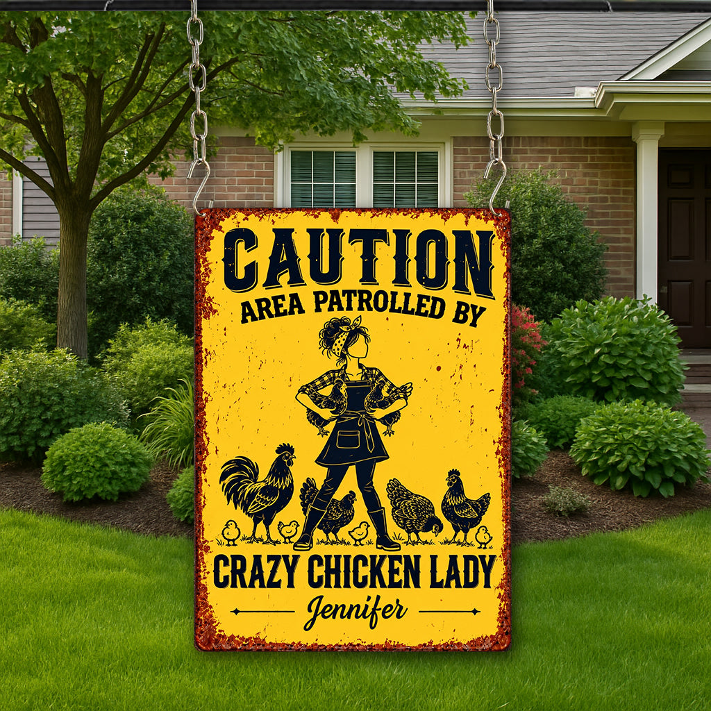 Crazy Chicken Lady - Personalized Chicken Rectangle Metal Sign