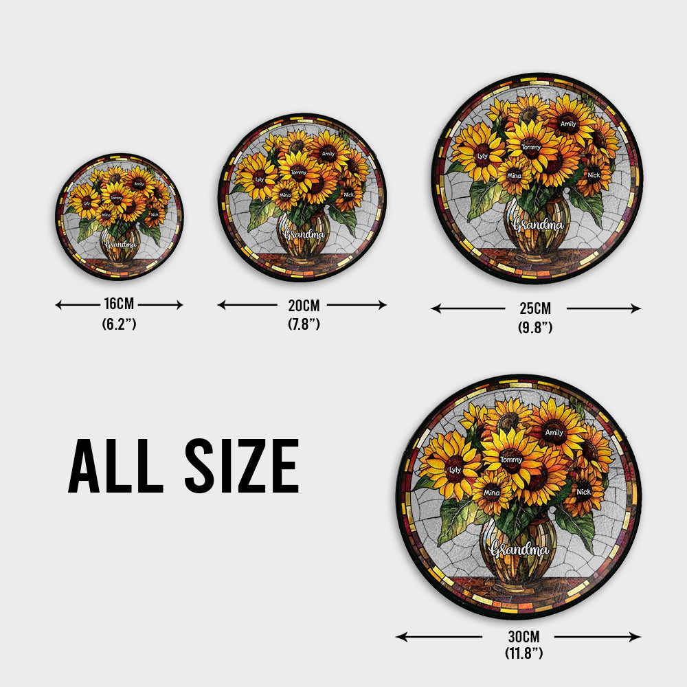 Grandma Sunflower - Personalized Grandma Stained Glass Suncatcher