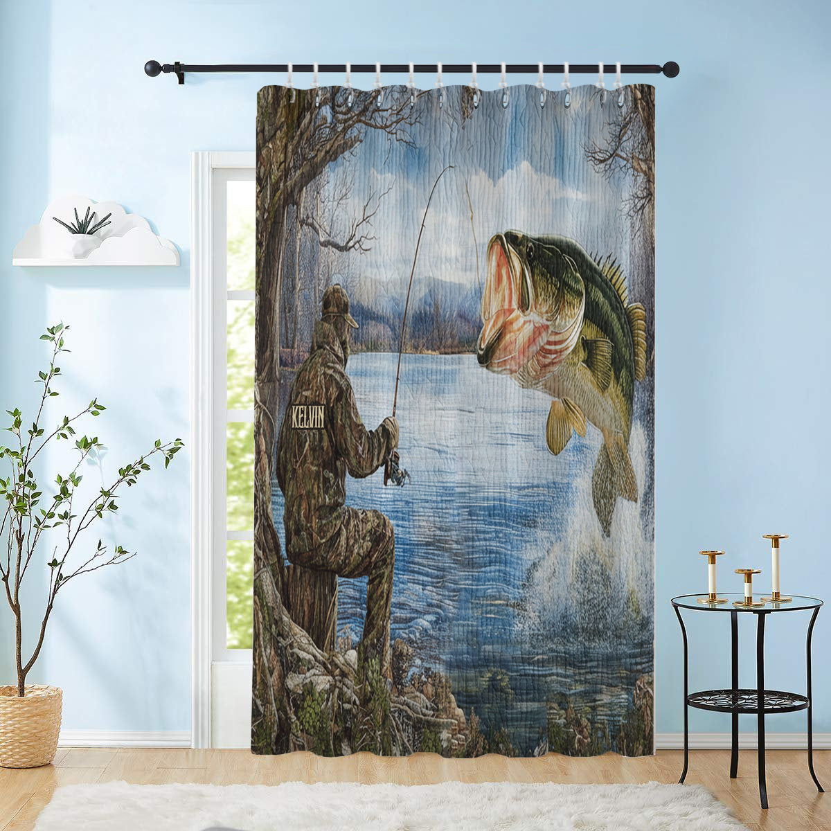 Love Fishing - Personalized Fishing Blackout Window Curtain/ Drapes Set