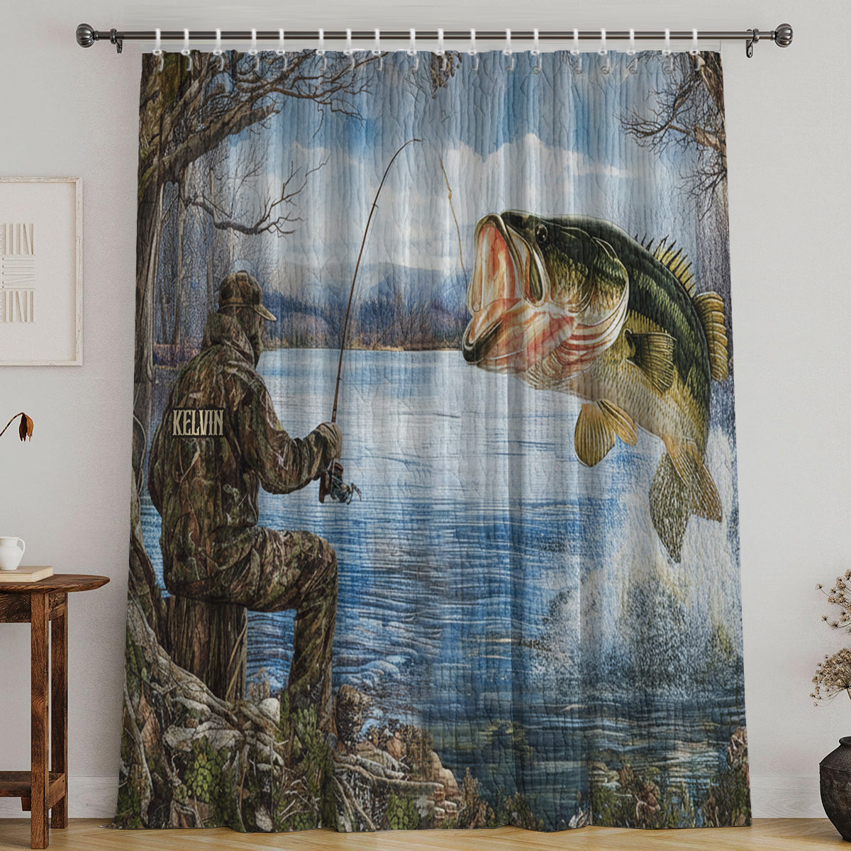 Love Fishing - Personalized Fishing Blackout Window Curtain/ Drapes Set