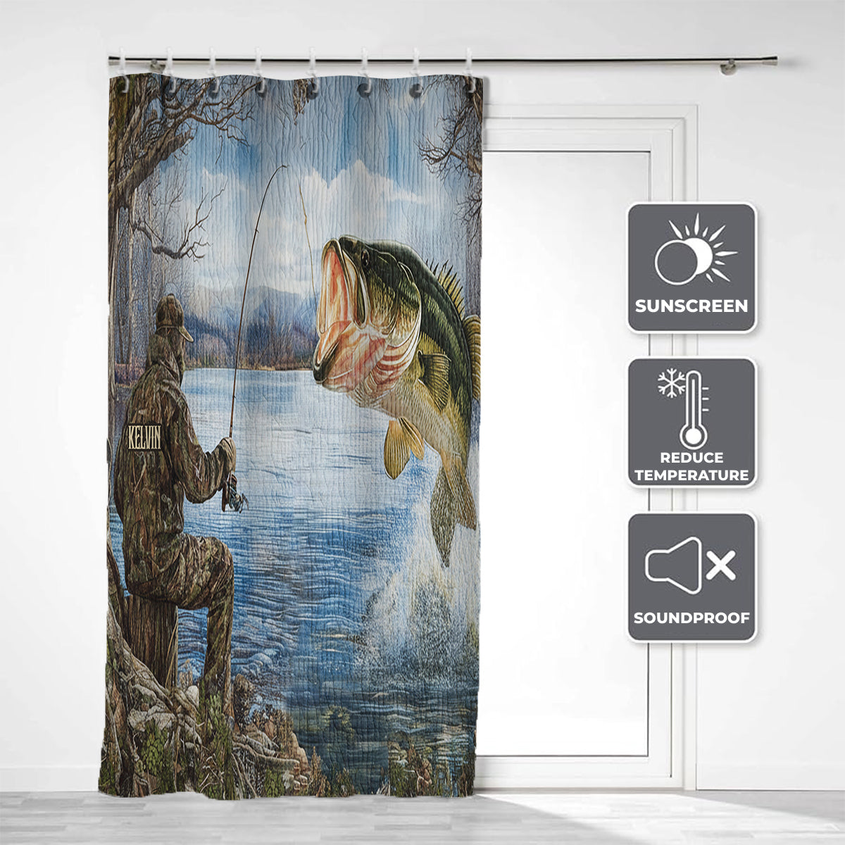 Love Fishing - Personalized Fishing Blackout Window Curtain/ Drapes Set