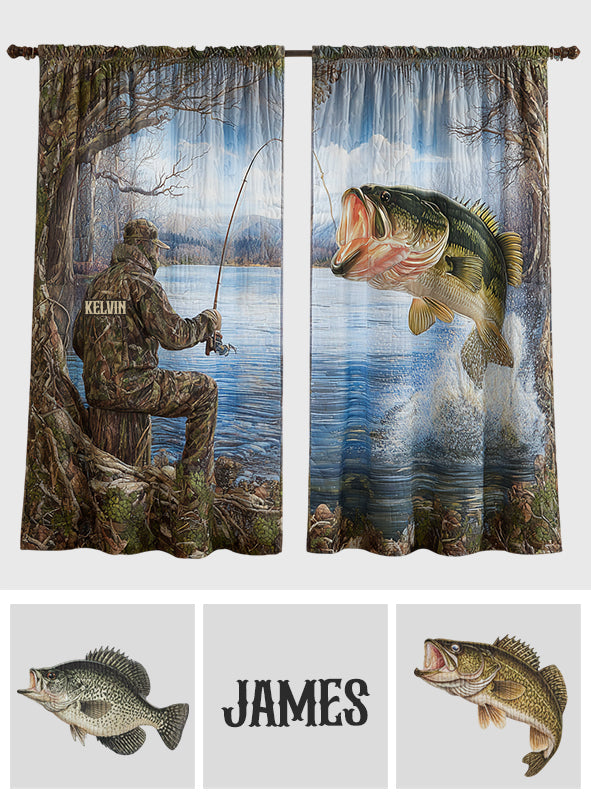 Love Fishing - Personalized Fishing Blackout Window Curtain/ Drapes Set