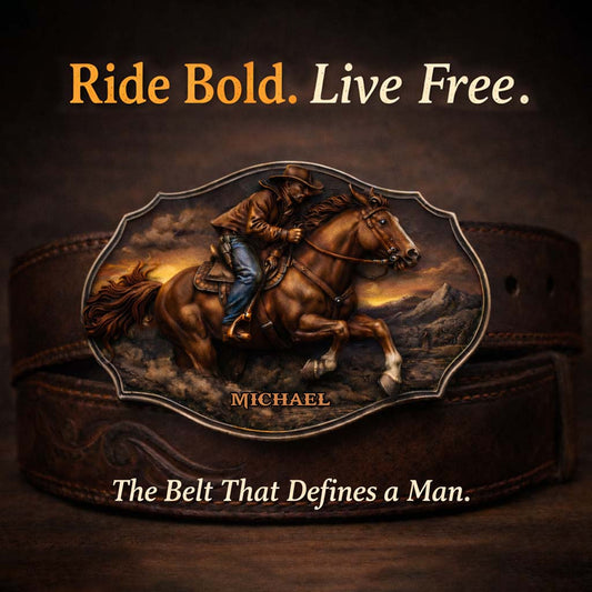 Dallas Cowboys, Western Theme - Personalized Western Outfit Leather Belt With Shaped Buckle
