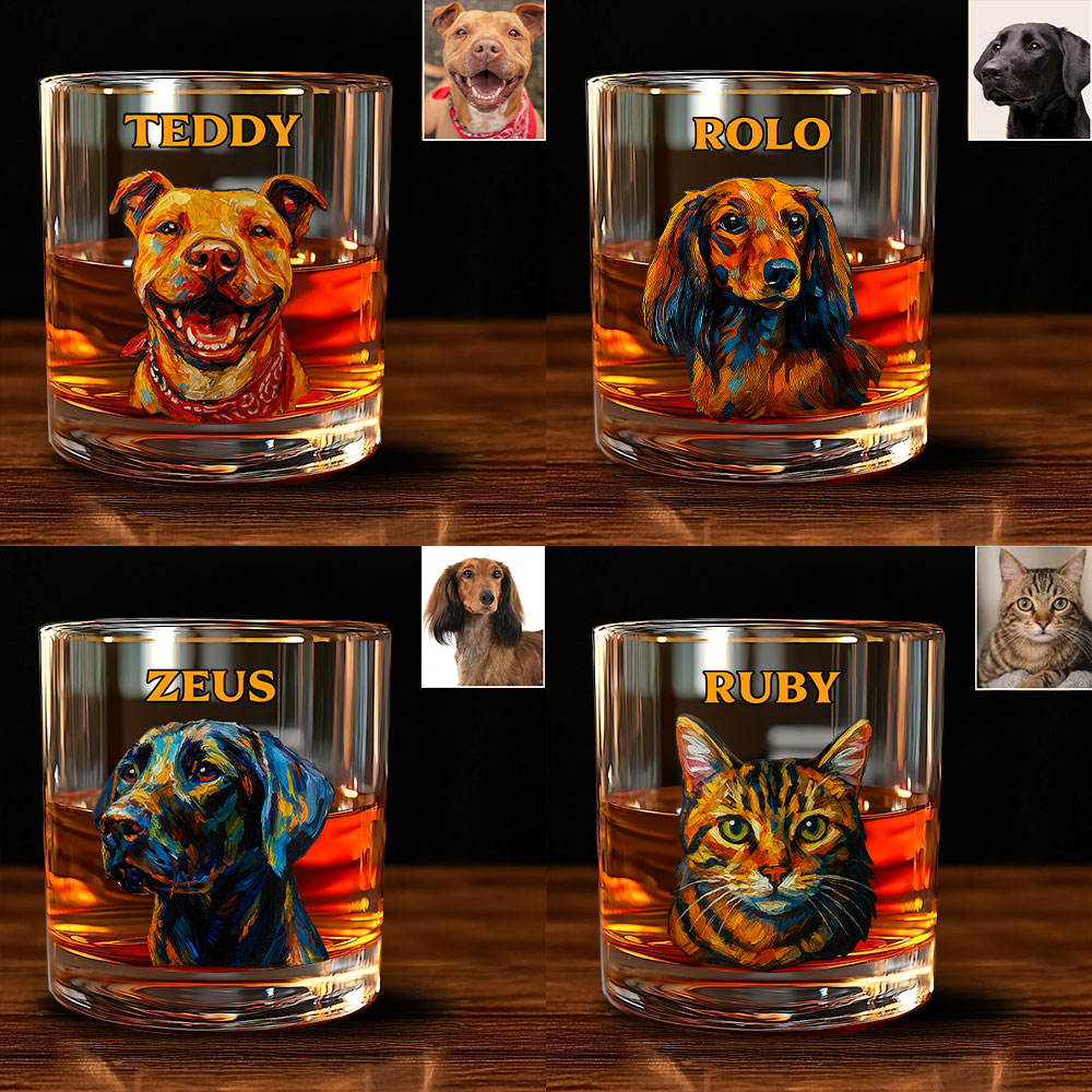 Custom Painted Pet's Photo - Personalized Dog Whiskey Glass