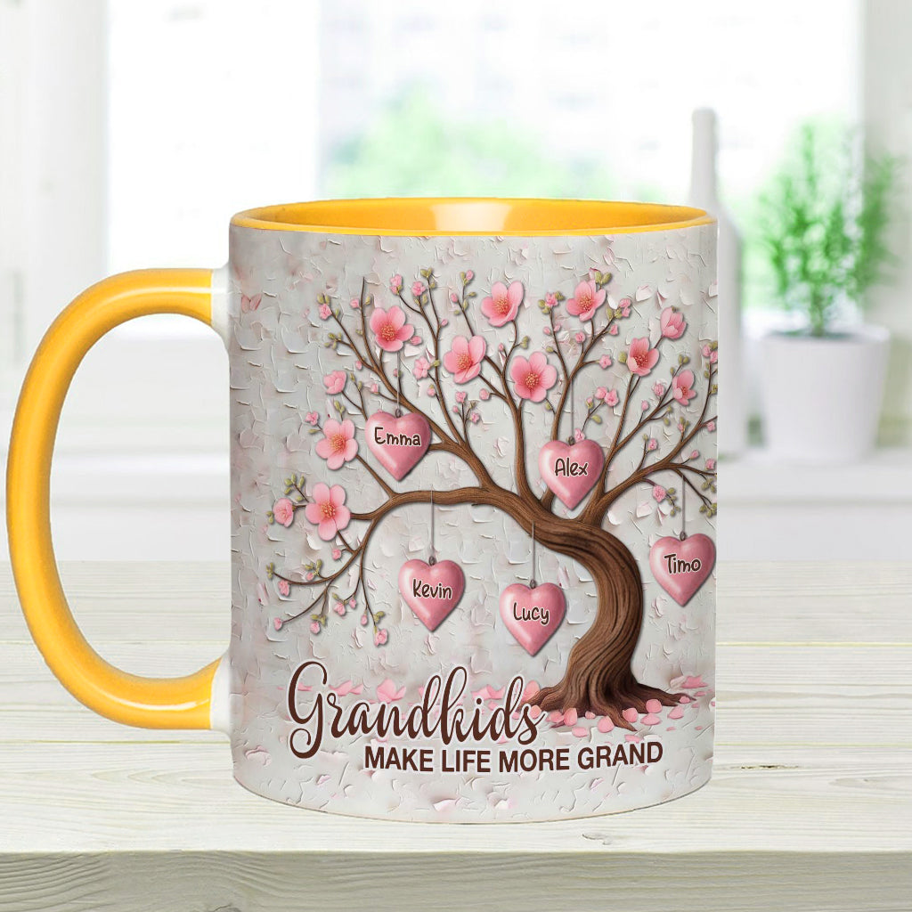 Grandkids Make Life More Grand - Personalized Grandma Accent Mug