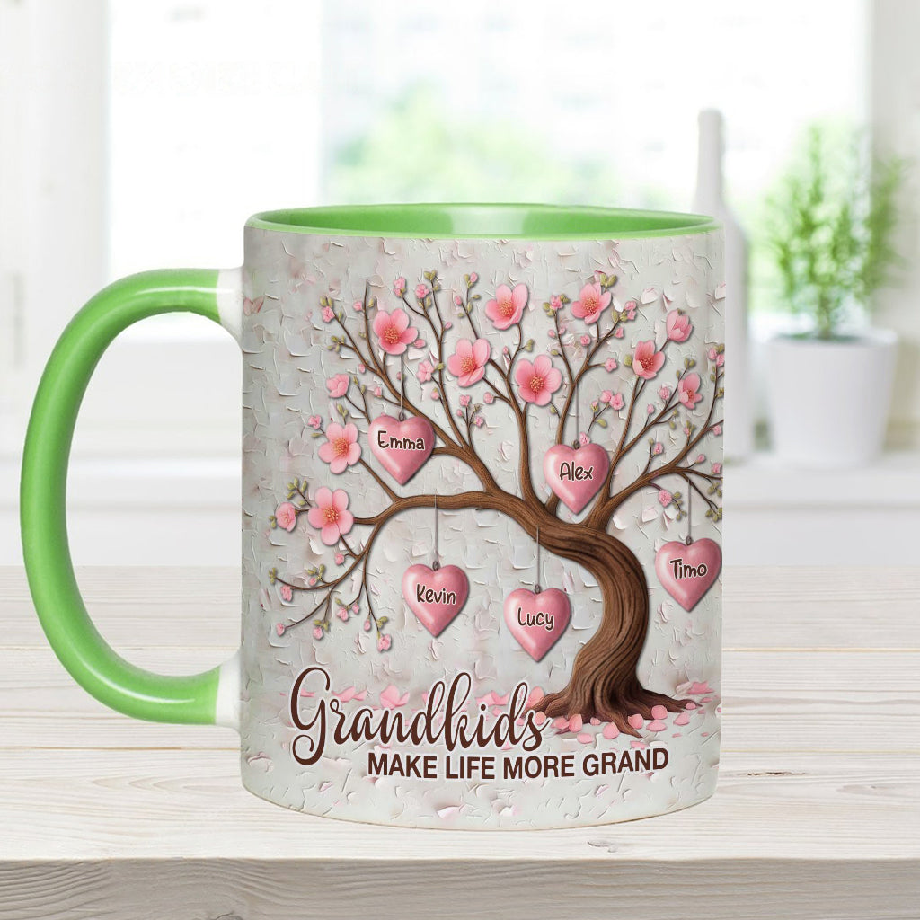 Grandkids Make Life More Grand - Personalized Grandma Accent Mug