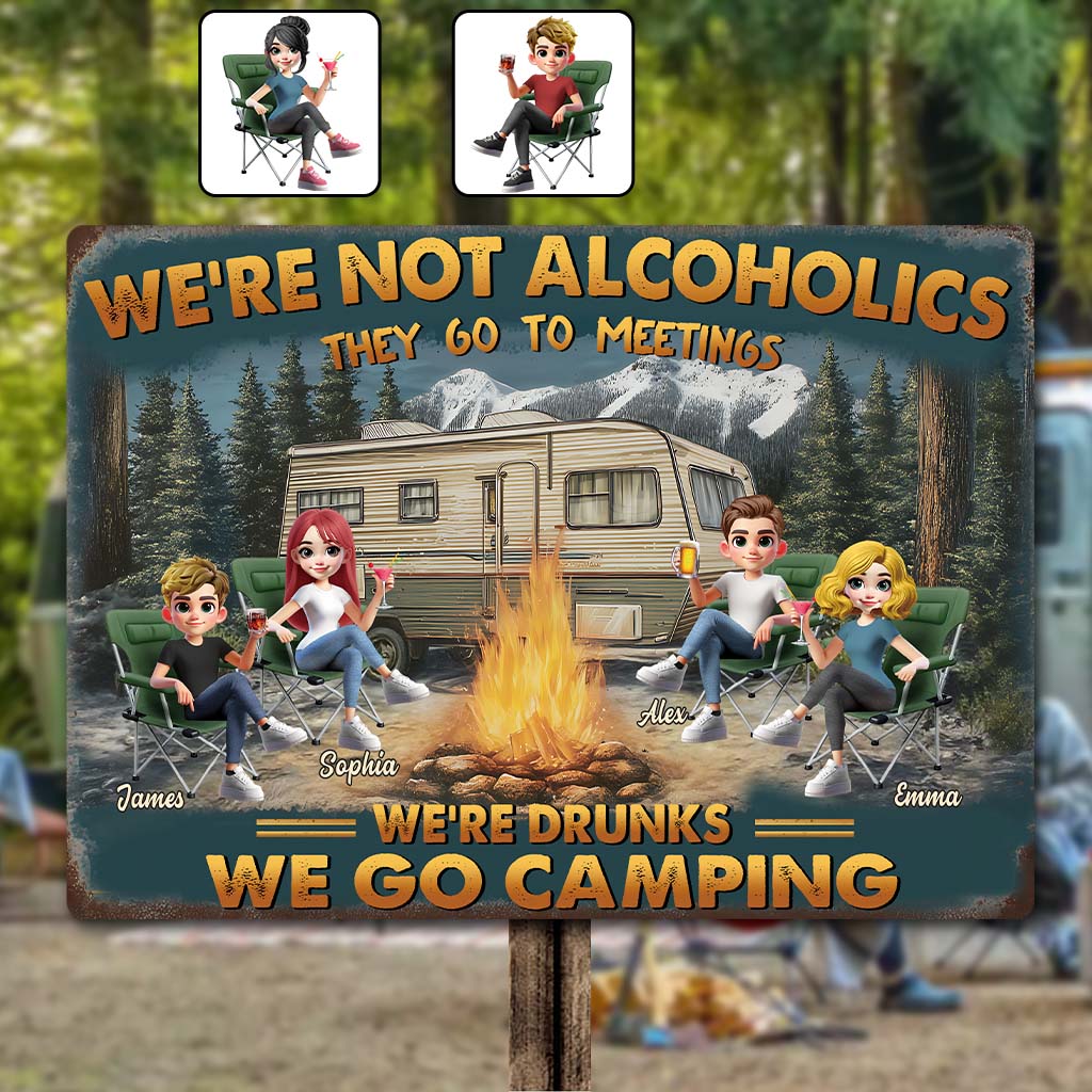 Camping We're Drunks, Gift For Friends - Personalized Camping Rectangle Metal Sign