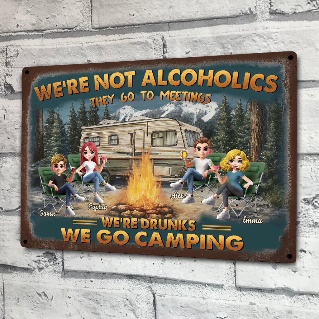 Camping We're Drunks, Gift For Friends - Personalized Camping Rectangle Metal Sign