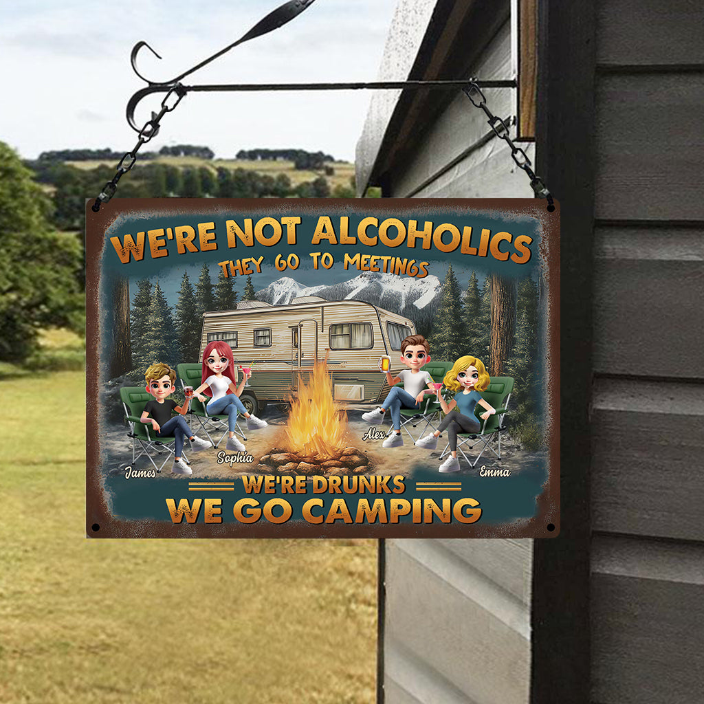 Camping We're Drunks, Gift For Friends - Personalized Camping Rectangle Metal Sign