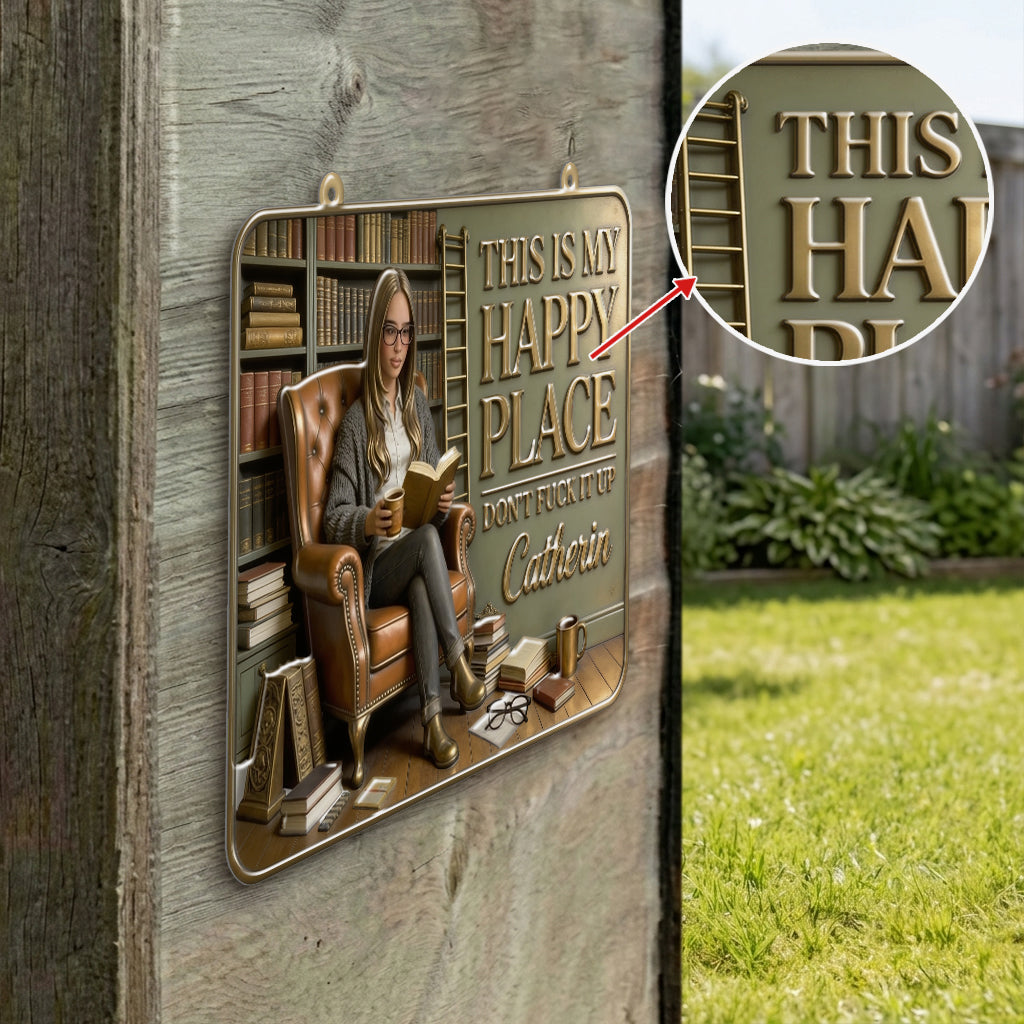 My Happy Place - Personalized Book 3D Printed Cut Metal Sign