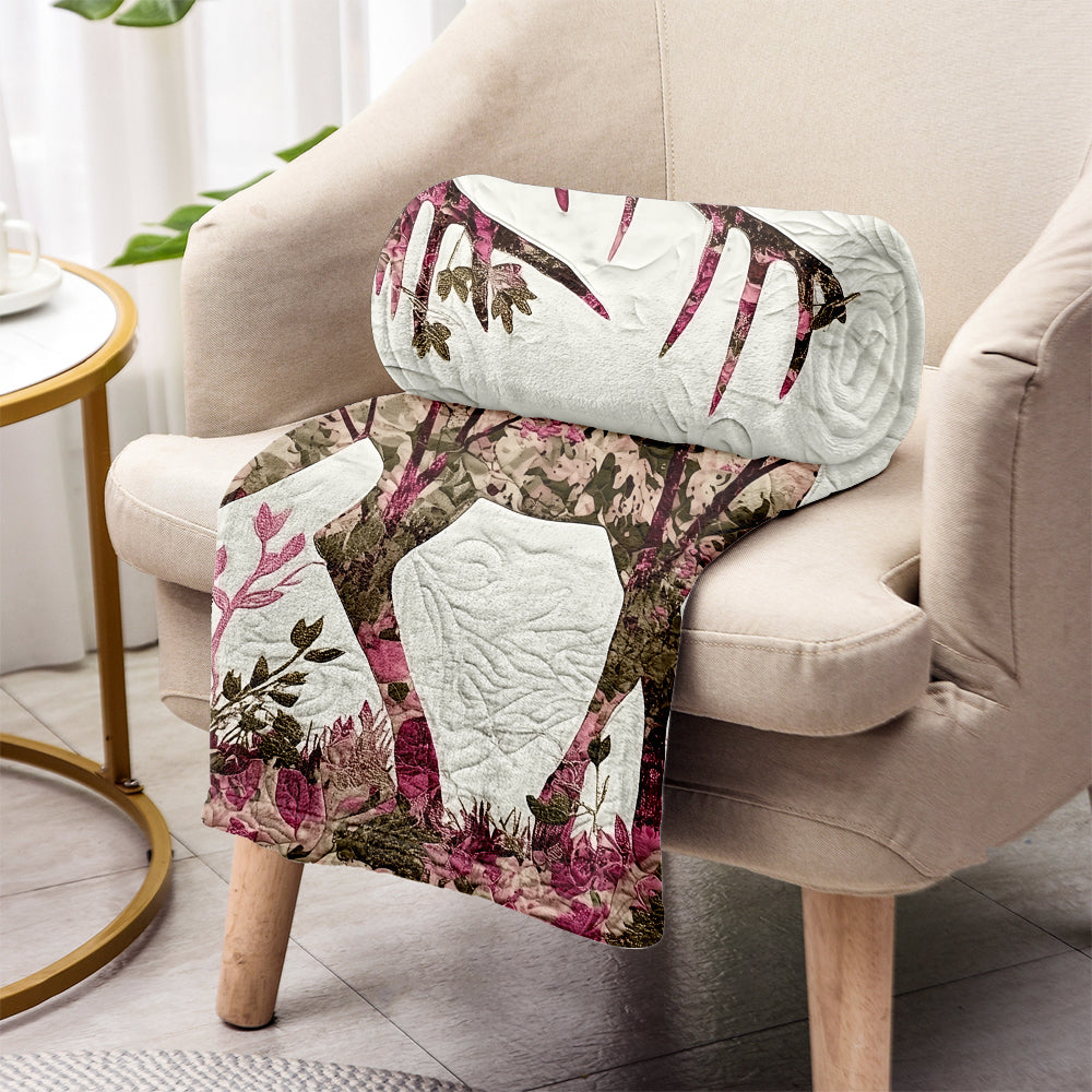 Pink Forest Deer - Wild Beauty Country Girl - Personalized Hunting Blanket