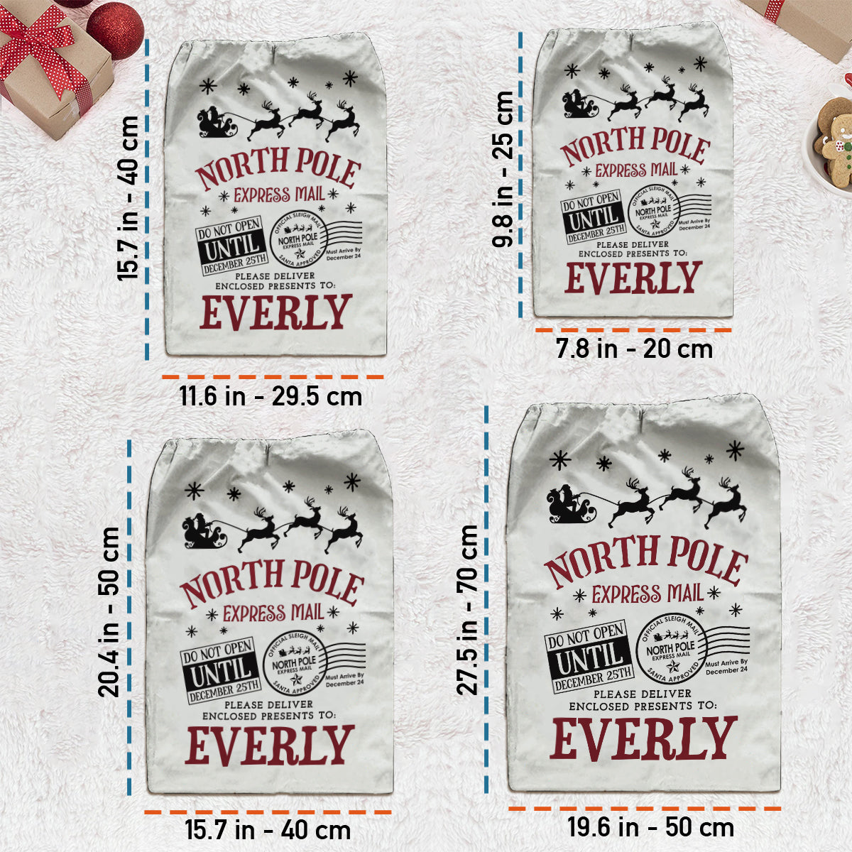 North Pole Santa Sack - Personalized Family Drawstring Tote Bag