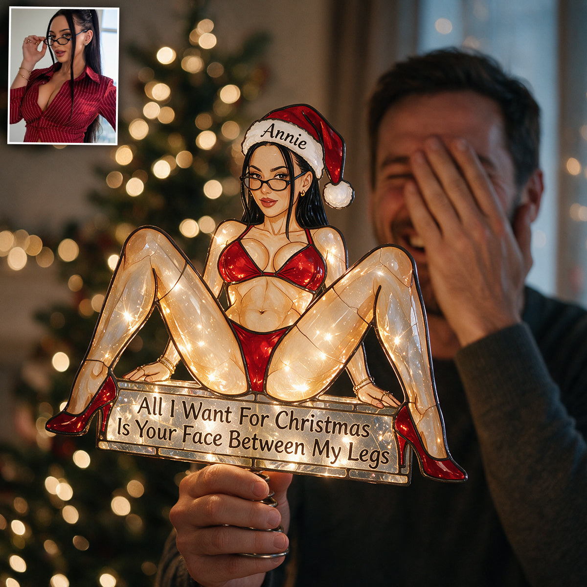 Put Me On Top - Personalized Spicy Couple LED Light Tree Topper
