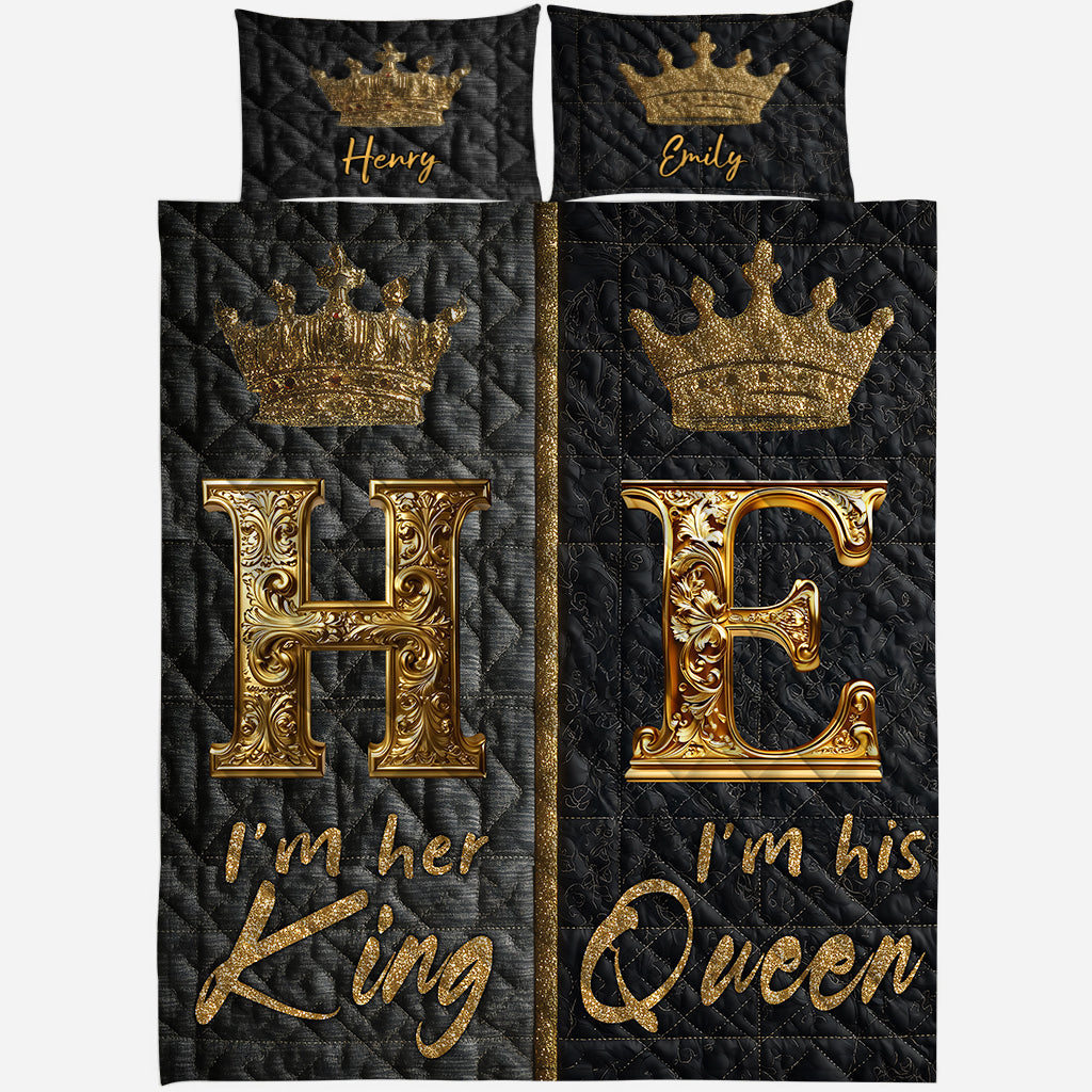 Her King His Queen - Personalized Couple Quilt Set