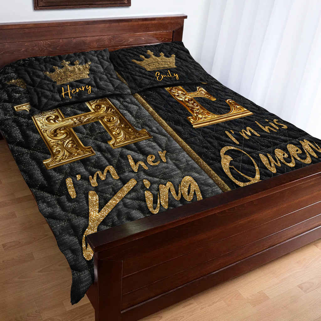 Her King His Queen - Personalized Couple Quilt Set