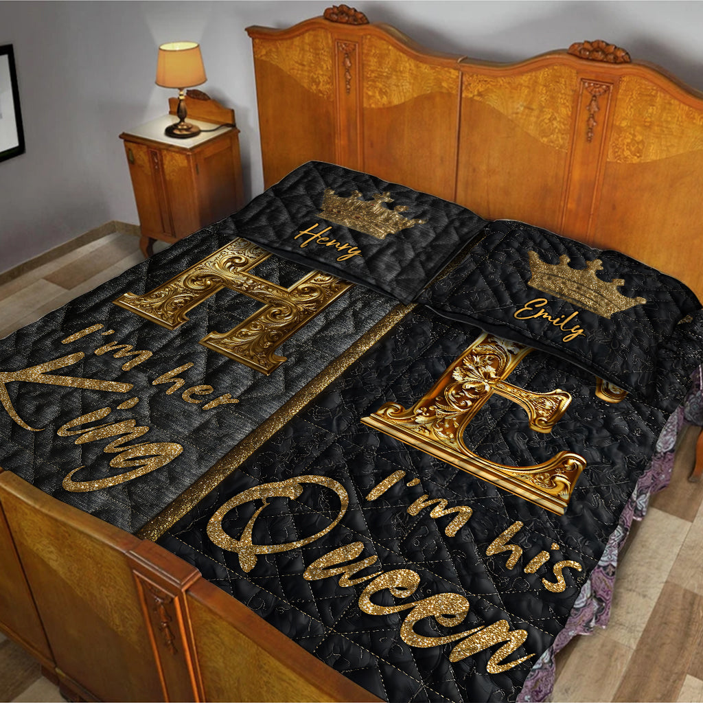 Her King His Queen - Personalized Couple Quilt Set