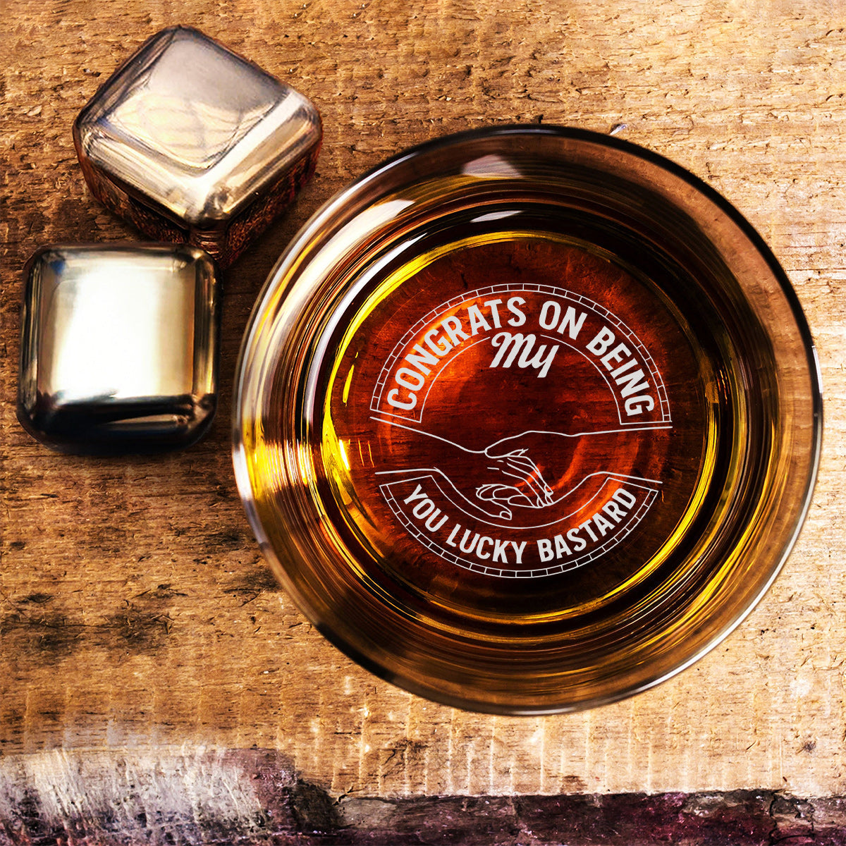 Congrats On Being My Husband - Personalized Couple Engraved Whiskey Glass