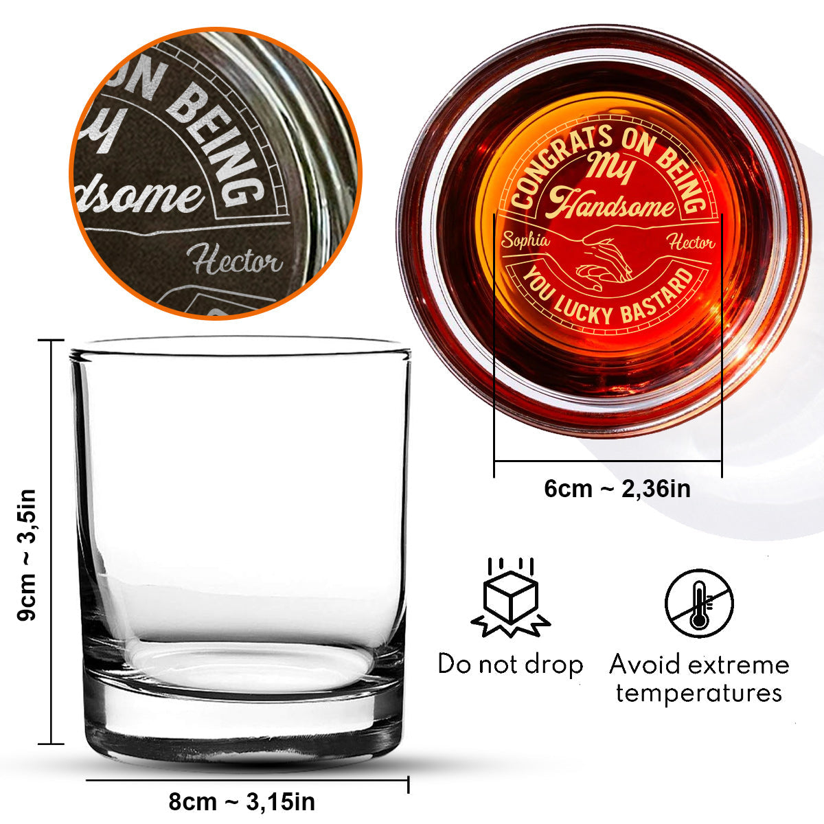 Congrats On Being My Husband - Personalized Couple Engraved Whiskey Glass
