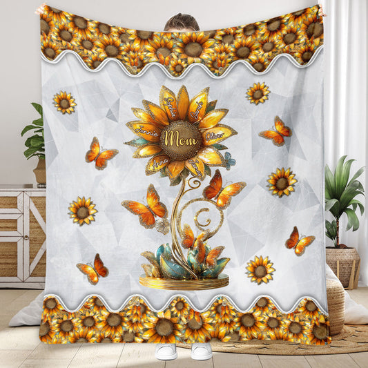 Beautiful Sunflower Gift For Mom, Grandma - Personalized Mother Blanket