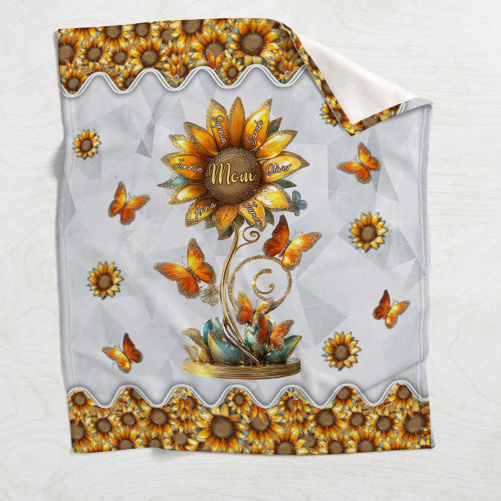 Beautiful Sunflower Gift For Mom, Grandma - Personalized Mother Blanket