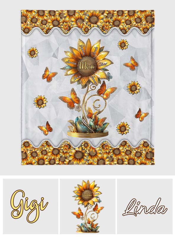 Beautiful Sunflower Gift For Mom, Grandma - Personalized Mother Blanket