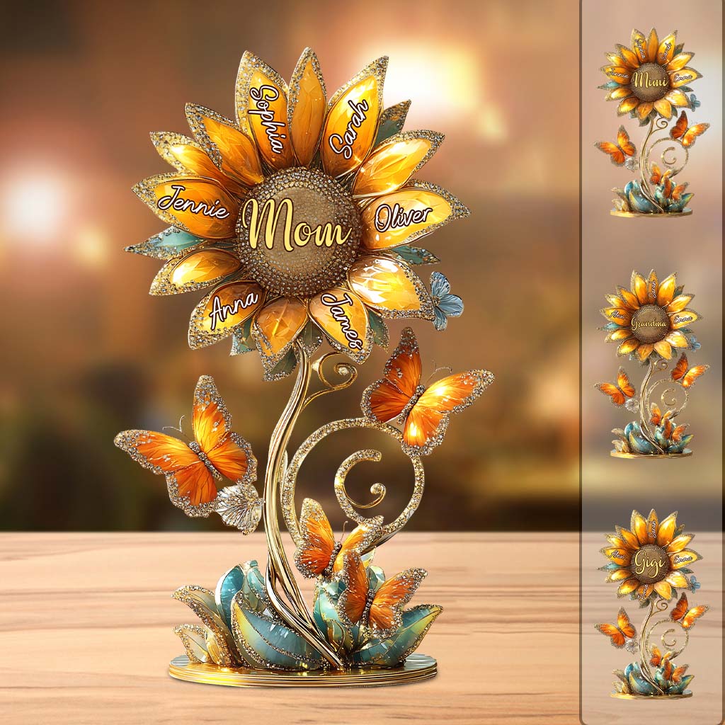 Beautiful Sunflower Gift For Mom, Grandma - Personalized Mother Custom Shaped Acrylic Plaque