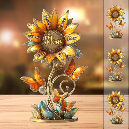 Beautiful Sunflower Gift For Mom, Grandma - Personalized Mother Custom Shaped Acrylic Plaque