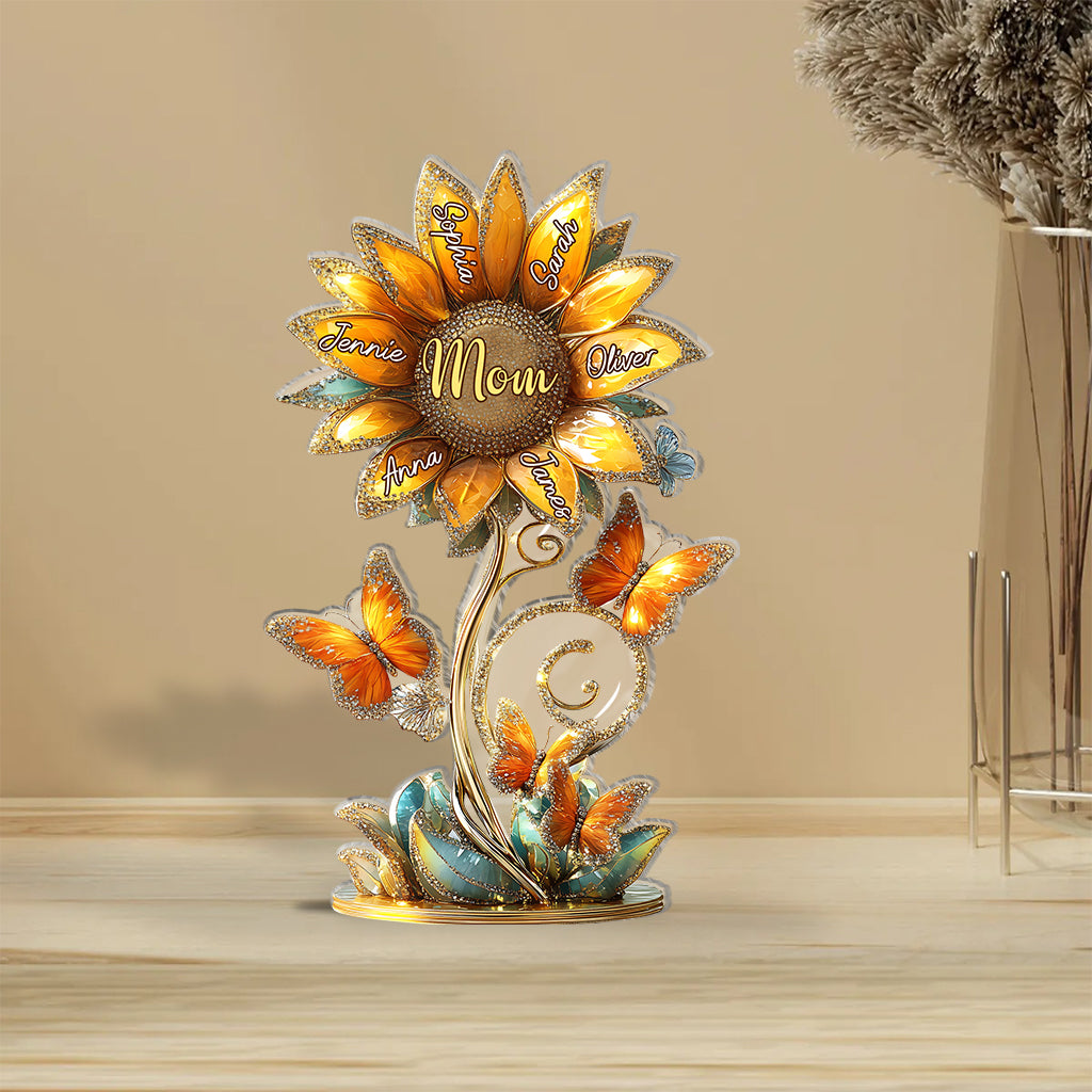 Beautiful Sunflower Gift For Mom, Grandma - Personalized Mother Custom Shaped Acrylic Plaque
