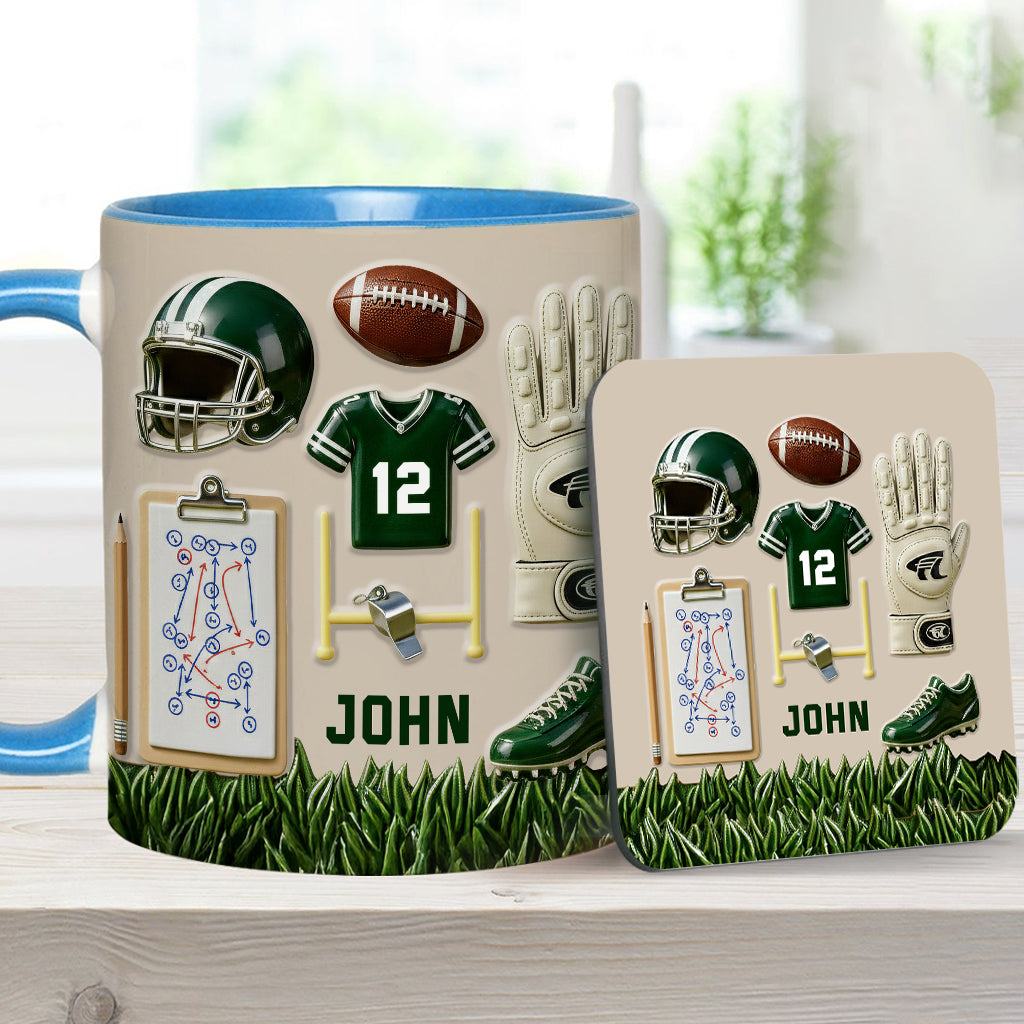 Love Football - Personalized Football Accent Mug & Coaster